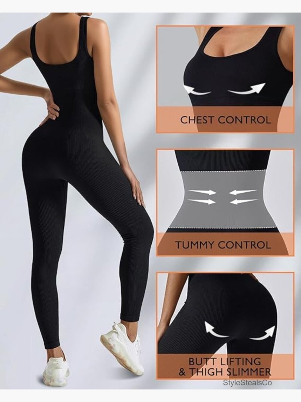 Seamless Jumpsuit One-Piece Full Body Bodysuit Contouring Shapewear - Picture 2 of 5